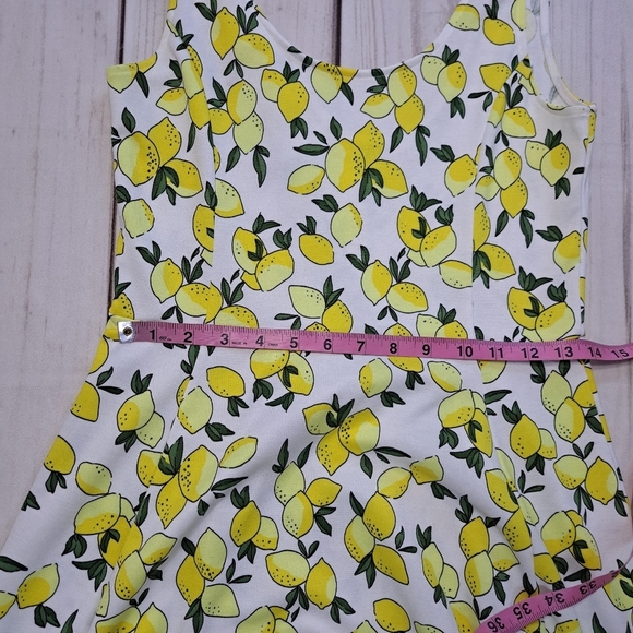 Divided Lemon Print Sleeveless Dress Size 10. Small Spot - Picture 6 of 8